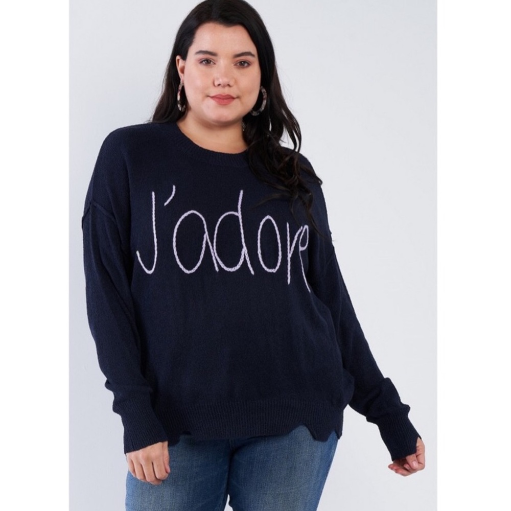 PLUS SIZE BLACK J’ADORE OVERSIZED SWEATER